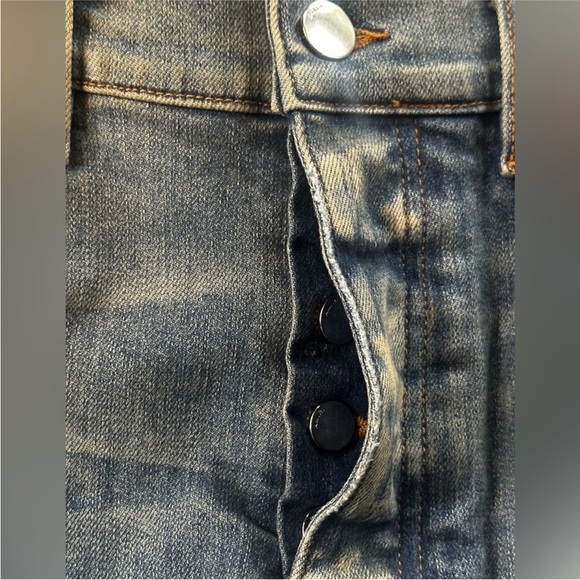 AMIRI MX1 Distressed Jeans Blue Bandana Paisley Patch Underlay Size 31 Like New! - Picture 3 of 16